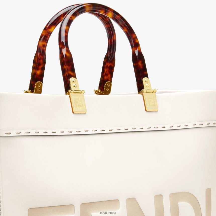 Fendi Women Sunshine Medium Leather Shopper R06TFR643 Accessories White