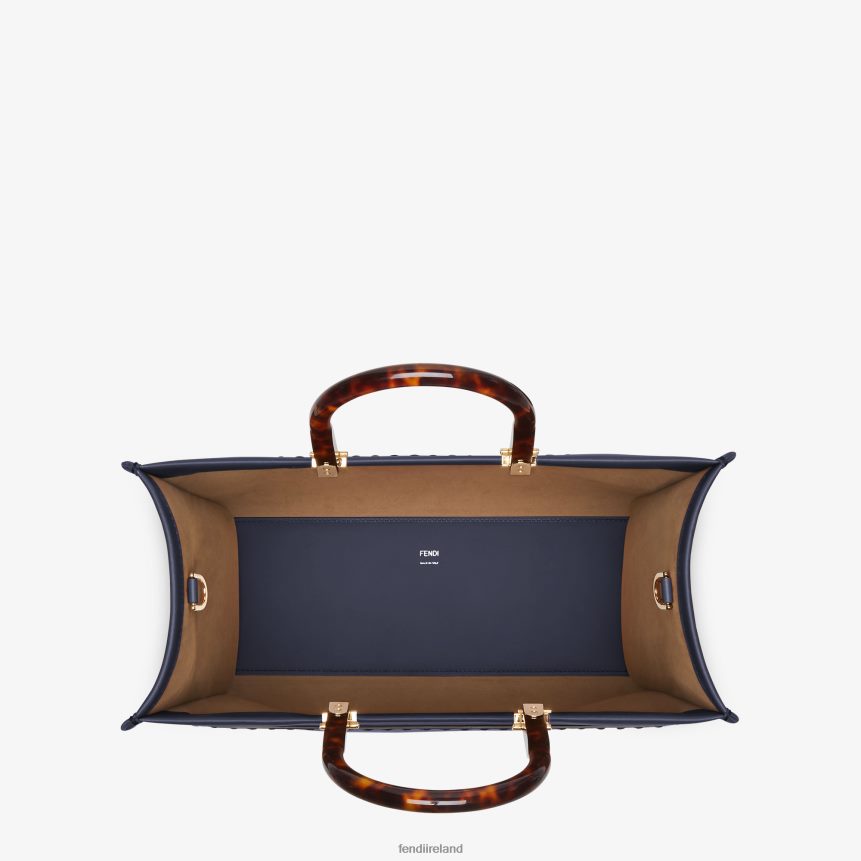 Fendi Women Sunshine Medium Leather Shopper R06TFR869 Accessories Blue