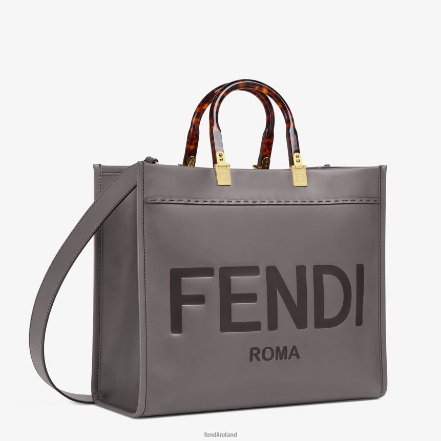 Fendi Women Sunshine Medium Leather Shopper R06TFR884 Accessories Gray