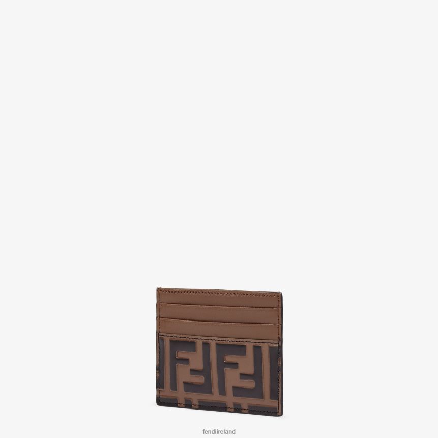 Fendi Women Leather Flat Business Card Holder R06TFR1478 Accessories Brown