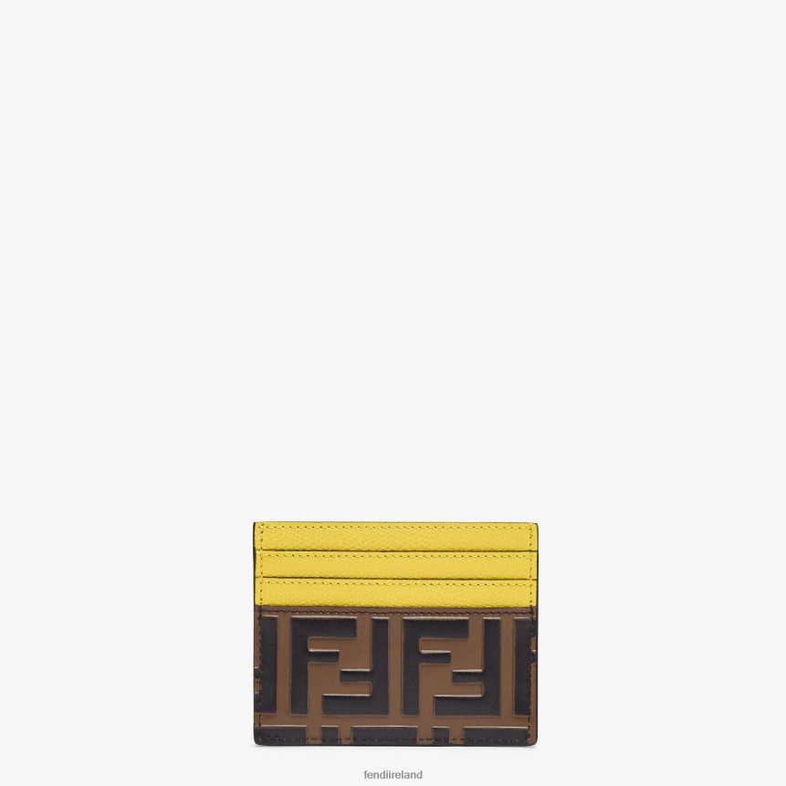 Fendi Women Leather Flat Card Holder R06TFR1580 Accessories Yellow