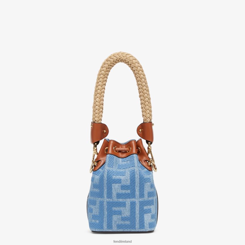 Fendi Women Denim Mini-Bag With FF Embroidery R06TFR625 Accessories Light blue