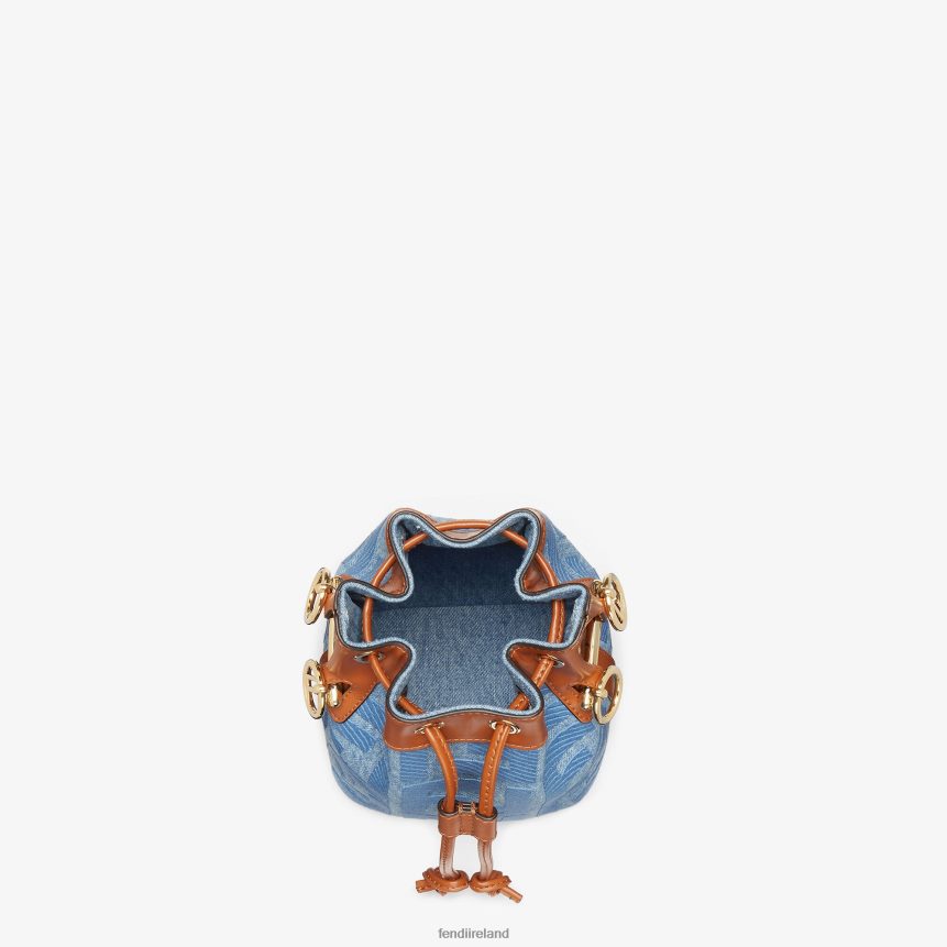 Fendi Women Denim Mini-Bag With FF Embroidery R06TFR625 Accessories Light blue