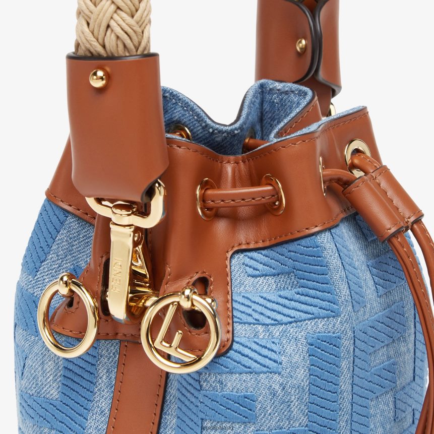 Fendi Women Denim Mini-Bag With FF Embroidery R06TFR625 Accessories Light blue