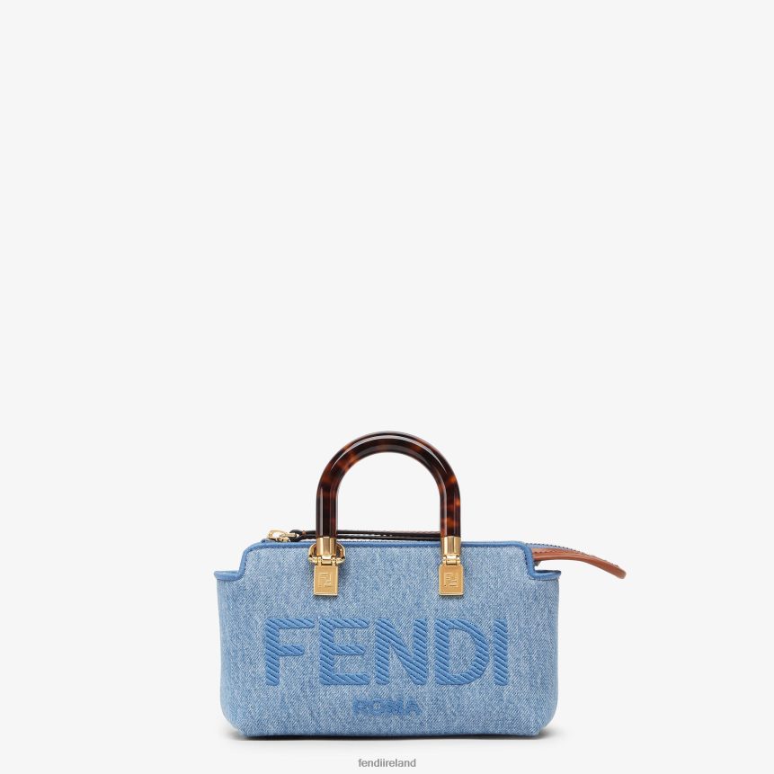 Fendi Women Denim Small Boston Bag R06TFR638 Accessories Light blue