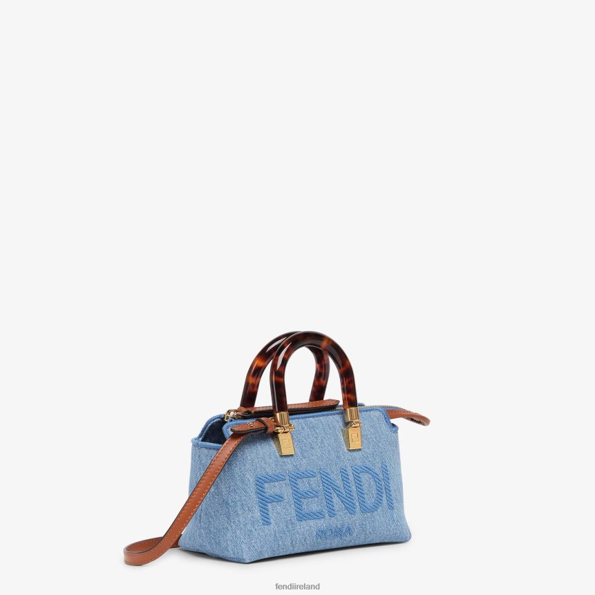 Fendi Women Denim Small Boston Bag R06TFR638 Accessories Light blue