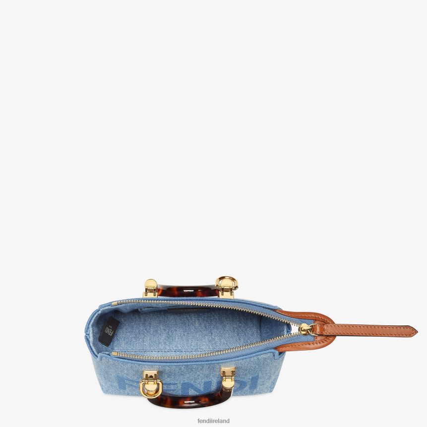 Fendi Women Denim Small Boston Bag R06TFR638 Accessories Light blue