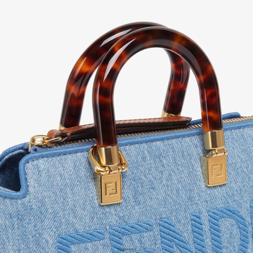 Fendi Women Denim Small Boston Bag R06TFR638 Accessories Light blue