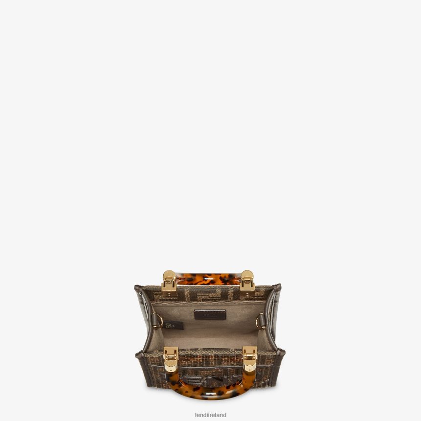 Fendi Women FF Jacquard Fabric Mini Bag With Sequins R06TFR584 Accessories Brown