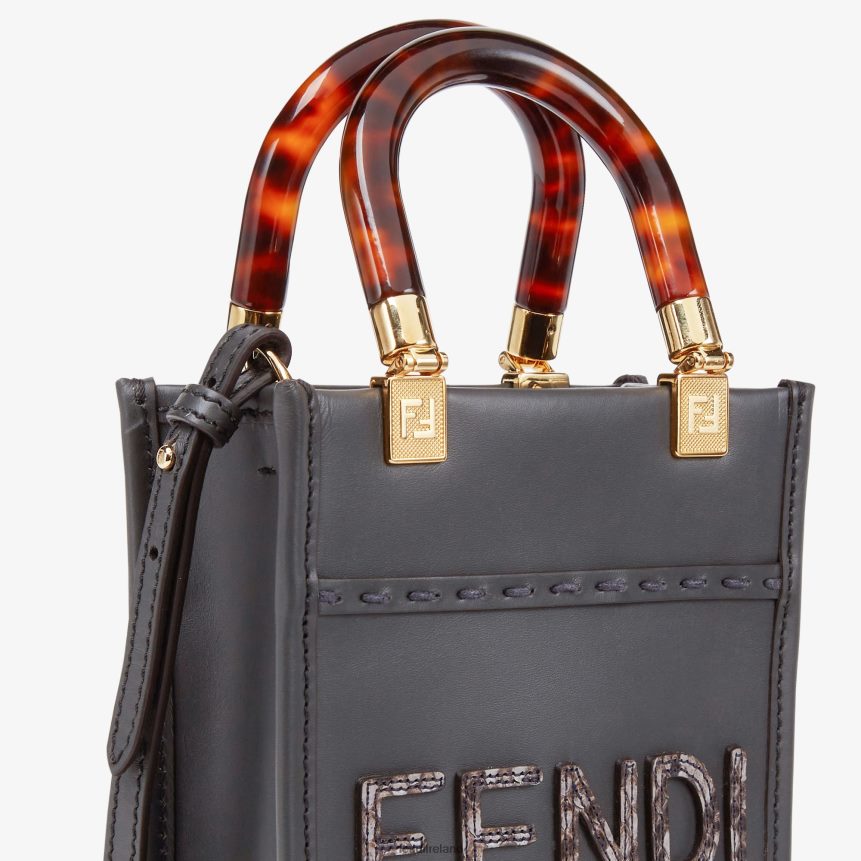 Fendi Women Leather And Elaphe Mini-Bag R06TFR843 Accessories Gray