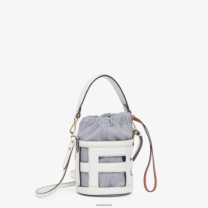 Fendi Women Leather And Striped Fabric Mini-Bag R06TFR614 Accessories White