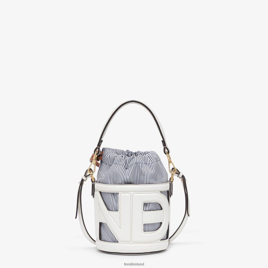 Fendi Women Leather And Striped Fabric Mini-Bag R06TFR614 Accessories White