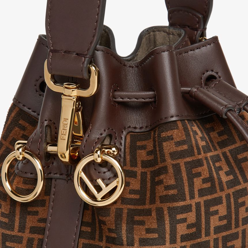 Fendi Women Leather Mini-Bag With FF Print R06TFR881 Accessories Brown