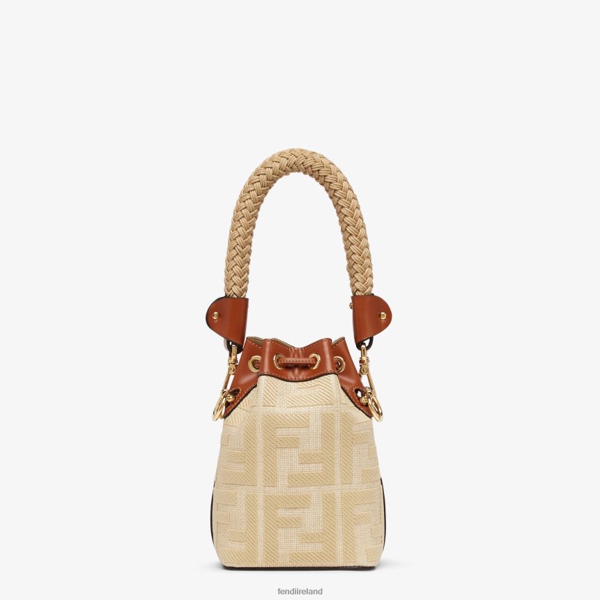 Fendi Women Natural Straw Mini-Bag With FF Embroidery R06TFR566 Accessories Beige