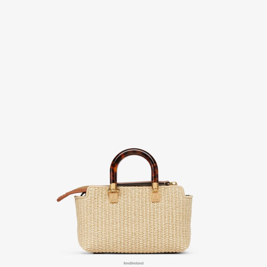 Fendi Women Natural Straw Small Boston Bag R06TFR602 Accessories Beige