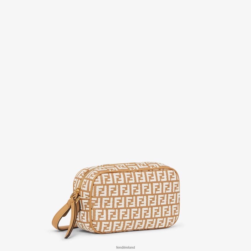 Fendi Women RaFFia Mini Bag With Tapestry Fabric FF Motif R06TFR647 Accessories White