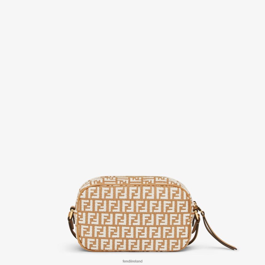 Fendi Women RaFFia Mini Bag With Tapestry Fabric FF Motif R06TFR647 Accessories White