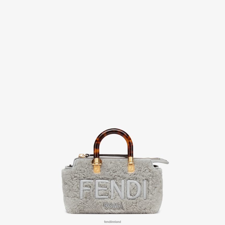 Fendi Women Sheepskin Small Boston Bag R06TFR837 Accessories Gray