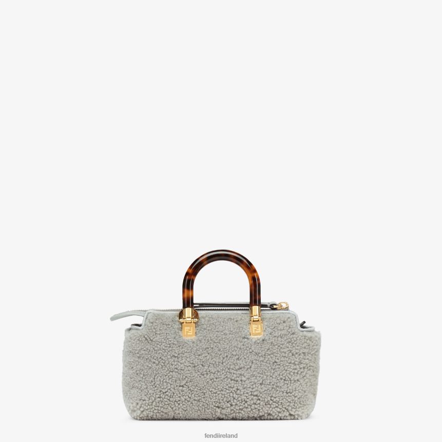 Fendi Women Sheepskin Small Boston Bag R06TFR837 Accessories Gray
