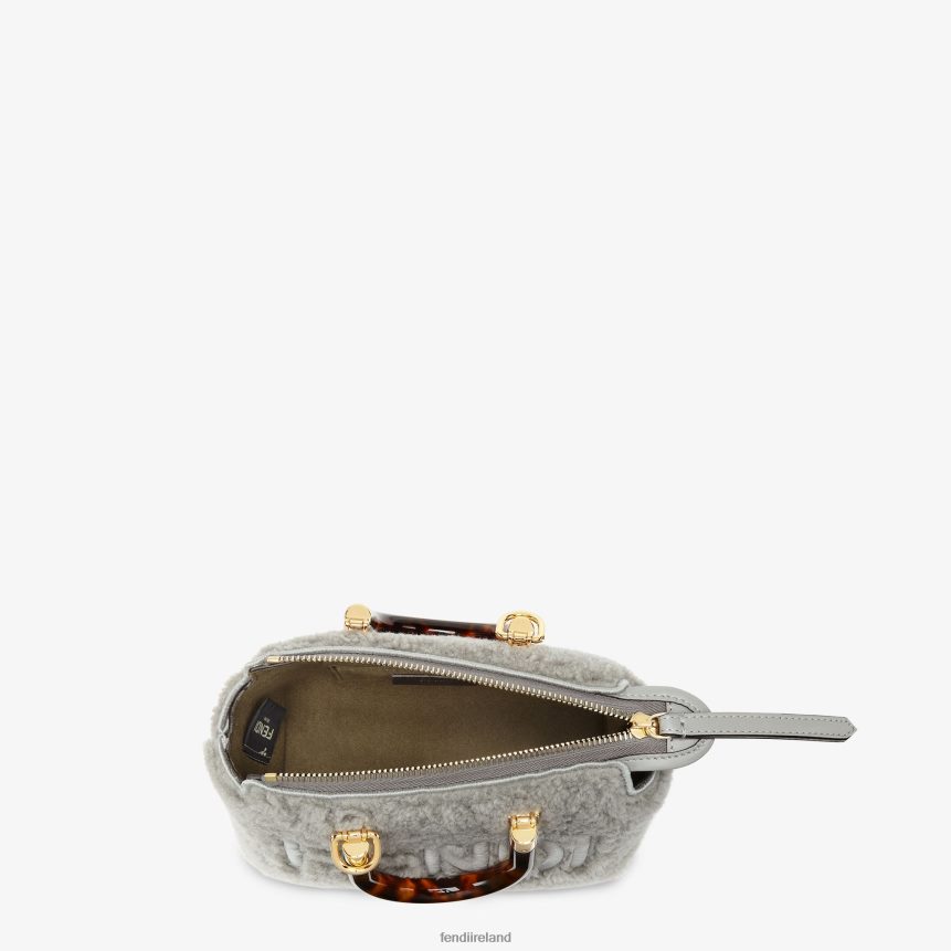 Fendi Women Sheepskin Small Boston Bag R06TFR837 Accessories Gray