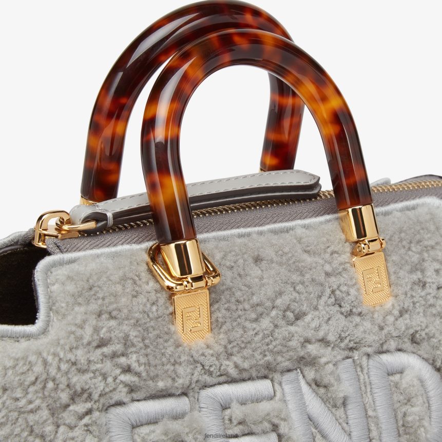 Fendi Women Sheepskin Small Boston Bag R06TFR837 Accessories Gray