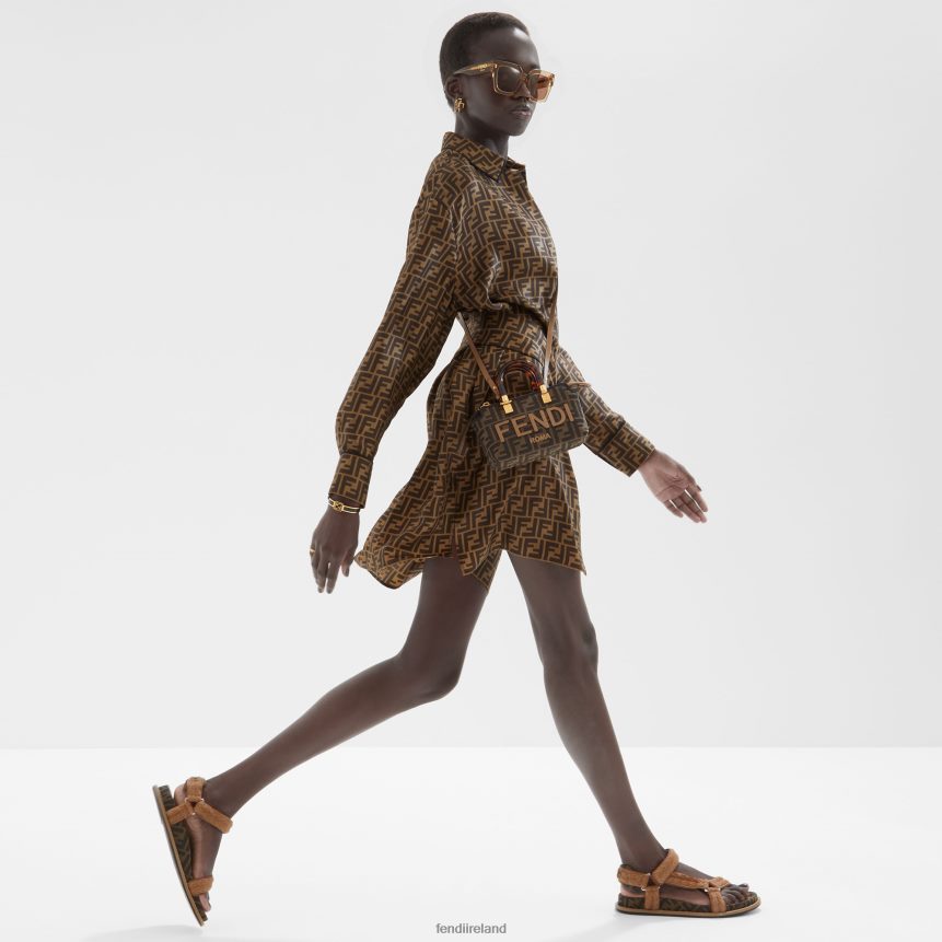 Fendi Women Small FF Fabric Boston Bag R06TFR654 Accessories Brown