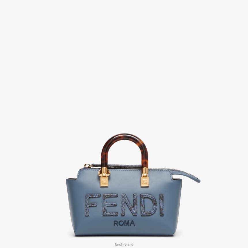 Fendi Women Small Leather And Elaphe Boston Bag R06TFR736 Accessories Blue