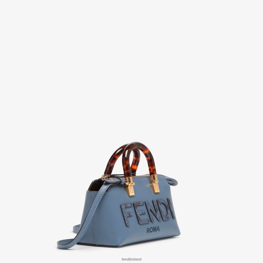 Fendi Women Small Leather And Elaphe Boston Bag R06TFR736 Accessories Blue