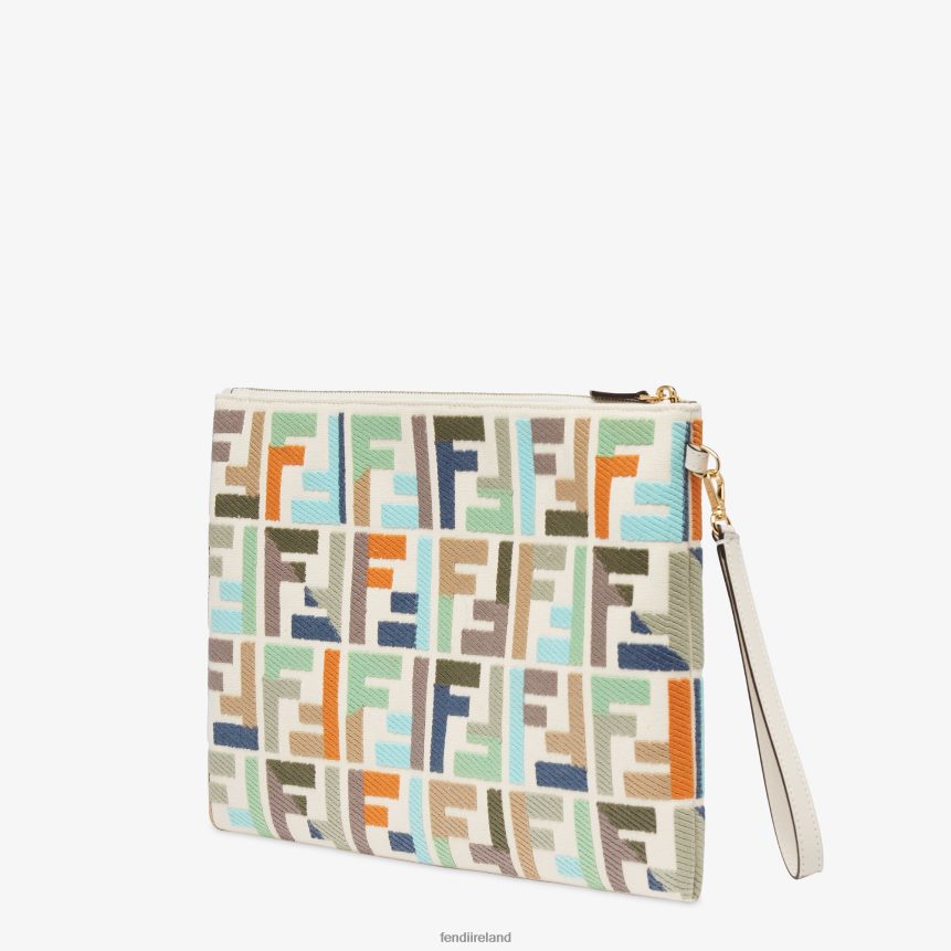 Fendi Women Canvas Pouch With FF Embroidery R06TFR1519 Accessories Multicolor