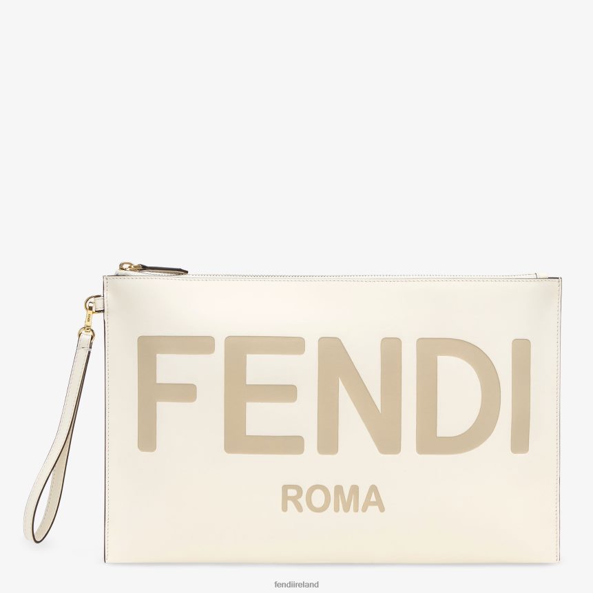 Fendi Women Flat Large Leather Pouch R06TFR1563 Accessories White