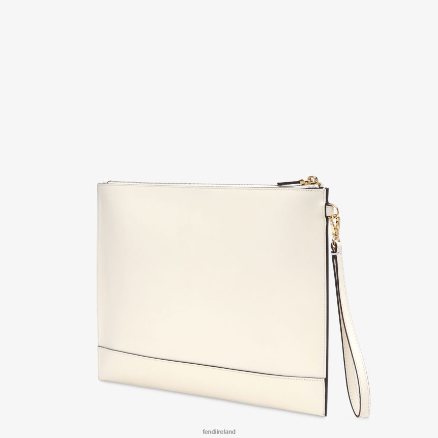 Fendi Women Flat Large Leather Pouch R06TFR1563 Accessories White