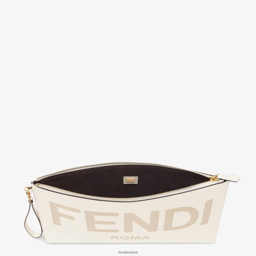 Fendi Women Flat Large Leather Pouch R06TFR1563 Accessories White