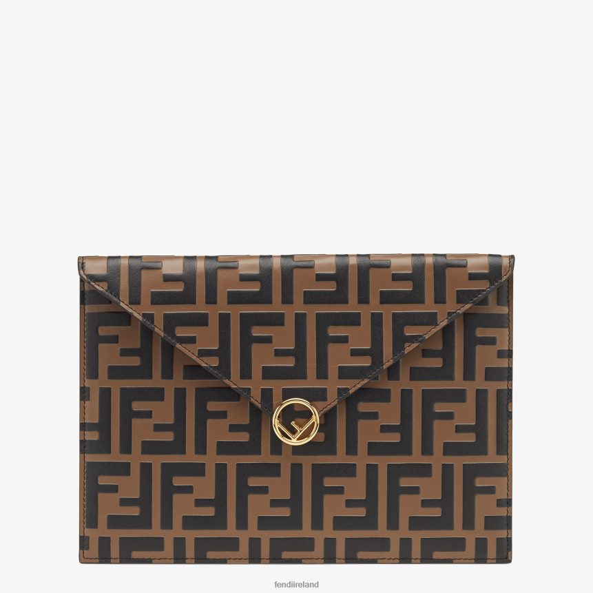 Fendi Women Flat Leather Pouch R06TFR1476 Accessories Brown