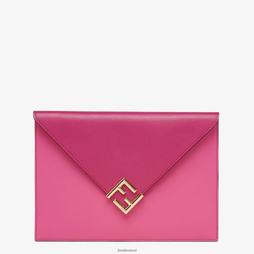 Fendi Women Fuchsia And Two-Tone Leather Pouch R06TFR1504 Accessories Pink