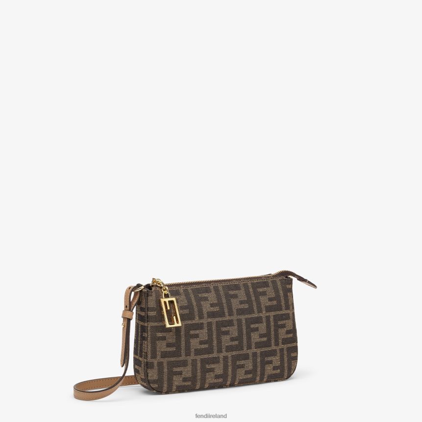 Fendi Women Jacquard FF Fabric Clutch With Chain R06TFR537 Accessories Brown