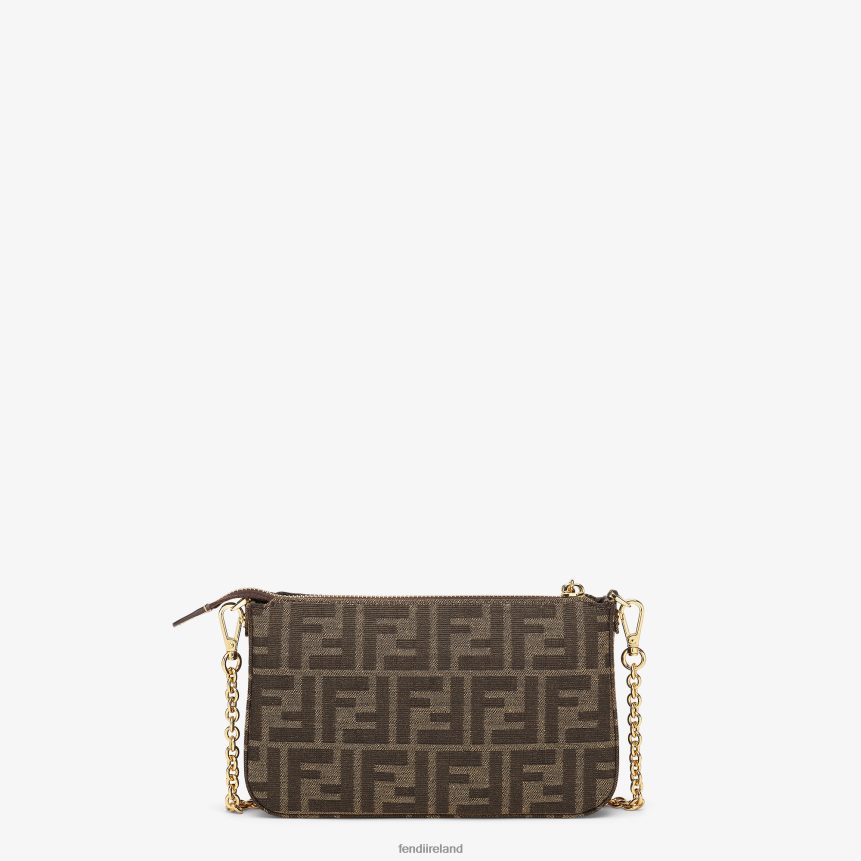 Fendi Women Jacquard FF Fabric Clutch With Chain R06TFR537 Accessories Brown