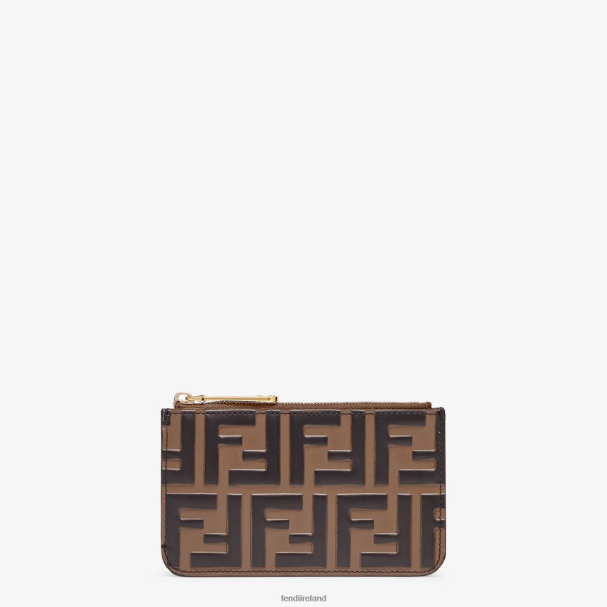 Fendi Women Key Ring Leather Pouch R06TFR1483 Accessories Brown