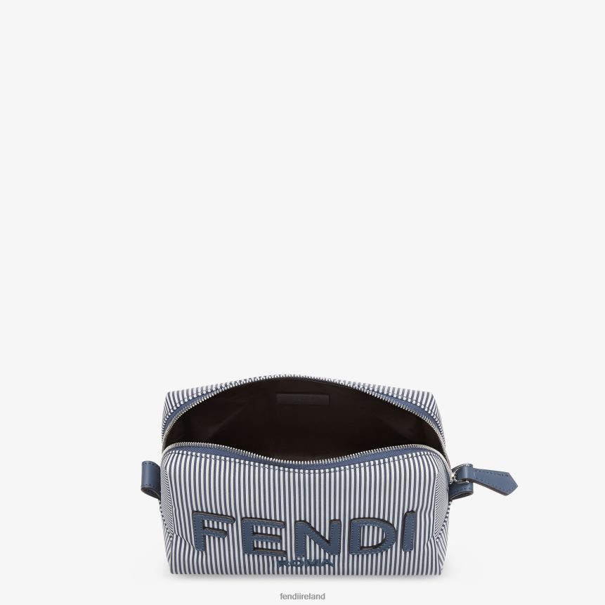 Fendi Women Striped Fabric Toiletries Case R06TFR1455 Accessories Blue
