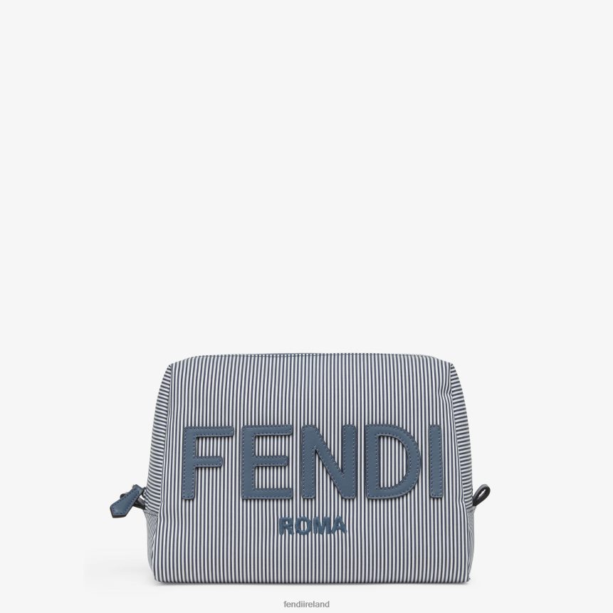 Fendi Women Striped Fabric Toiletries Case R06TFR1456 Accessories Blue