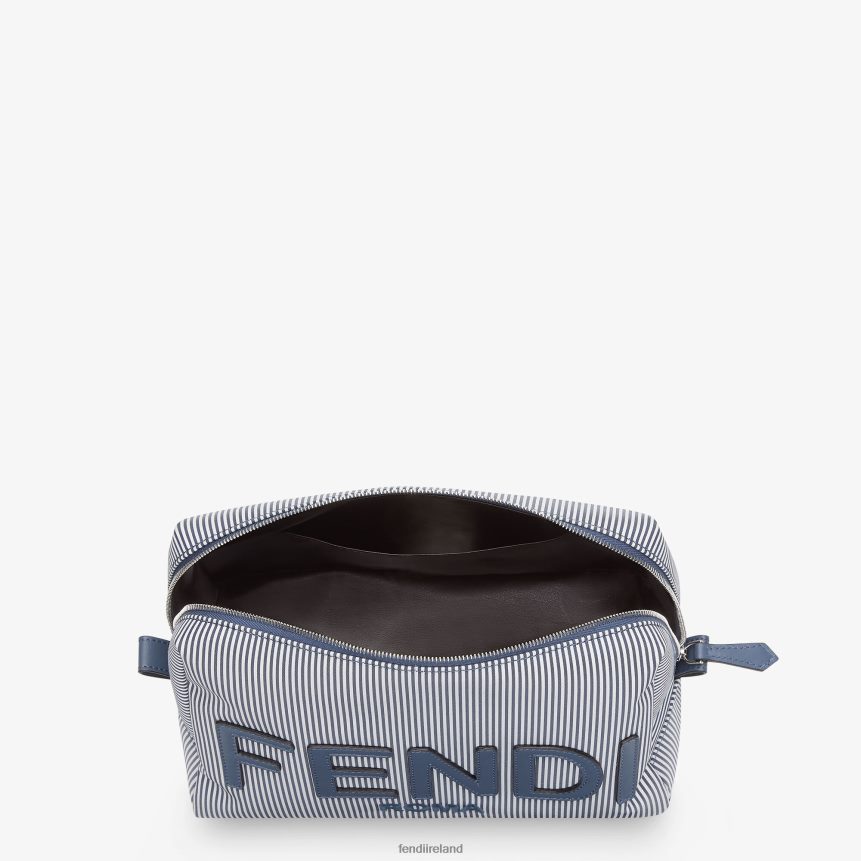 Fendi Women Striped Fabric Toiletries Case R06TFR1456 Accessories Blue
