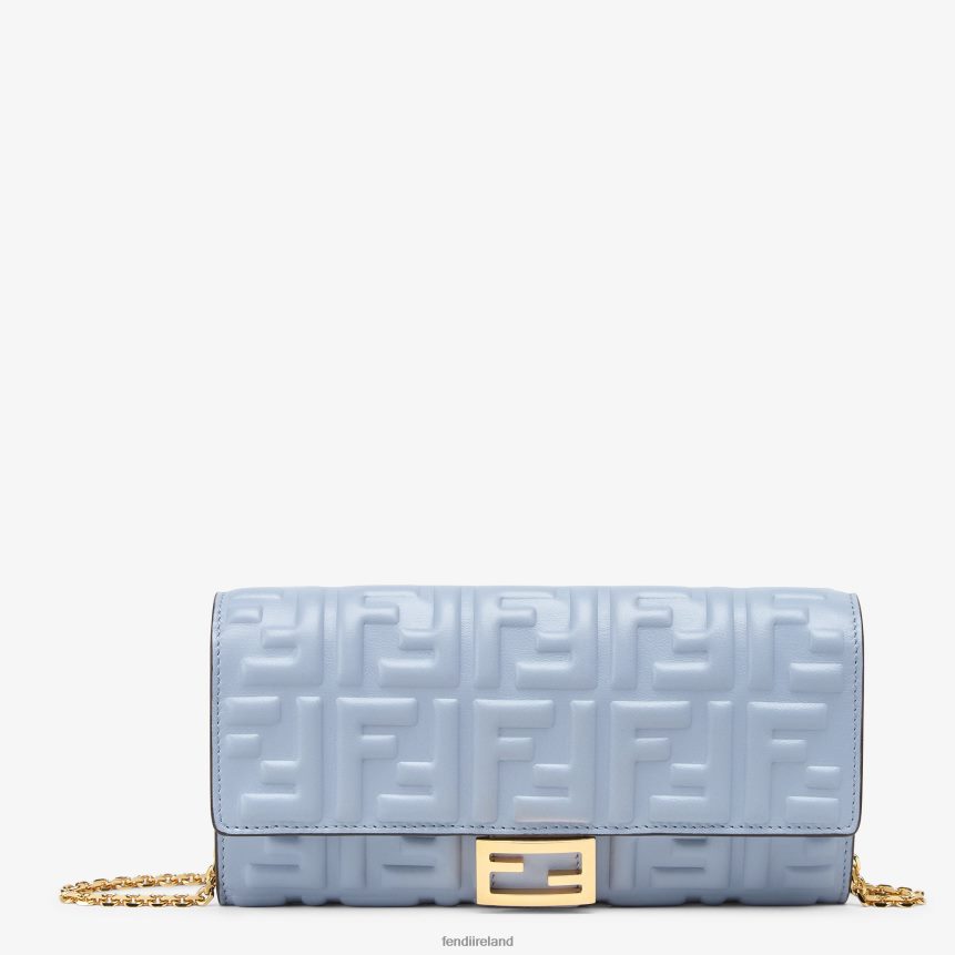 Fendi Women Baguette Continental With Chain Nappa Leather Wallet R06TFR1422 Accessories Light blue