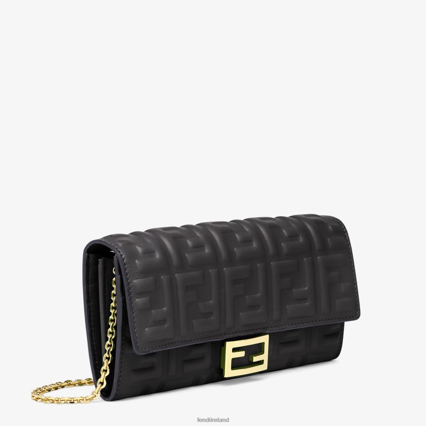 Fendi Women Baguette Continental With Chain Nappa Leather Wallet R06TFR1424 Accessories Black