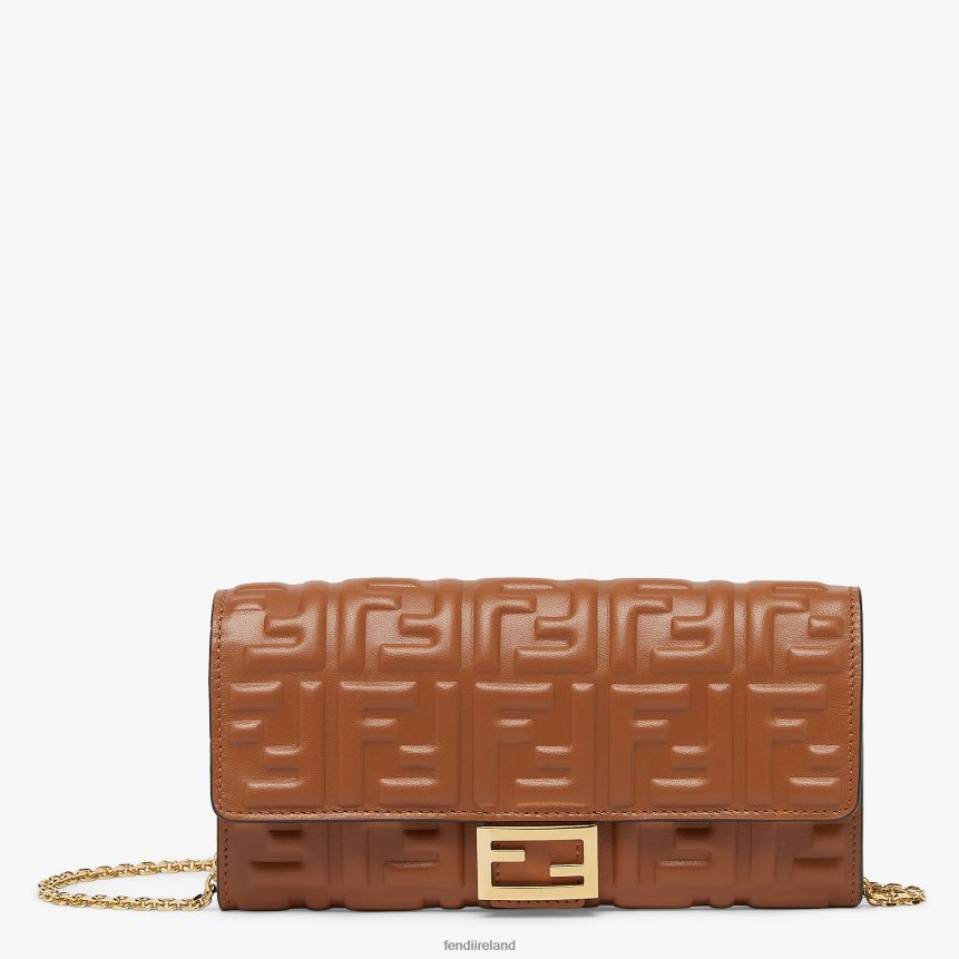 Fendi Women Baguette Continental With Chain Nappa Leather Wallet R06TFR1441 Accessories Brown