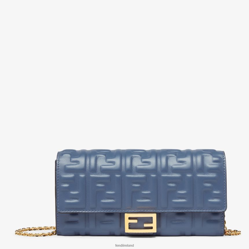 Fendi Women Baguette Continental With Chain Nappa Leather Wallet R06TFR1490 Accessories Blue