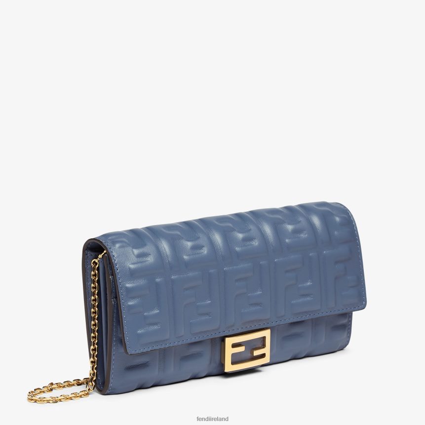Fendi Women Baguette Continental With Chain Nappa Leather Wallet R06TFR1490 Accessories Blue