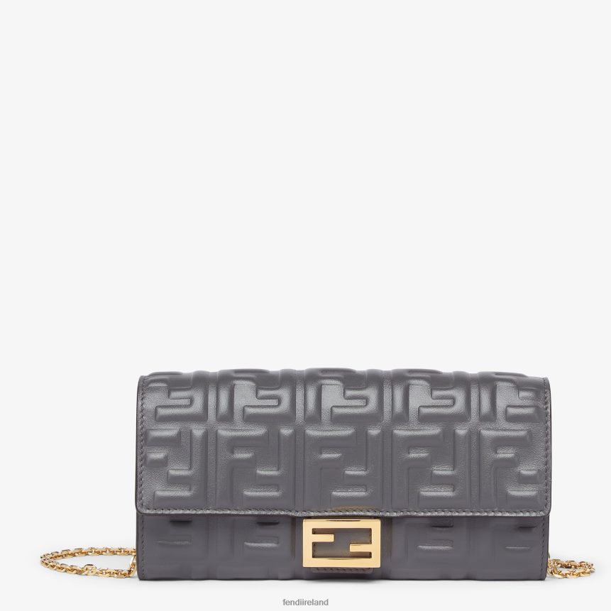 Fendi Women Baguette Continental With Chain Nappa Leather Wallet R06TFR1536 Accessories Gray