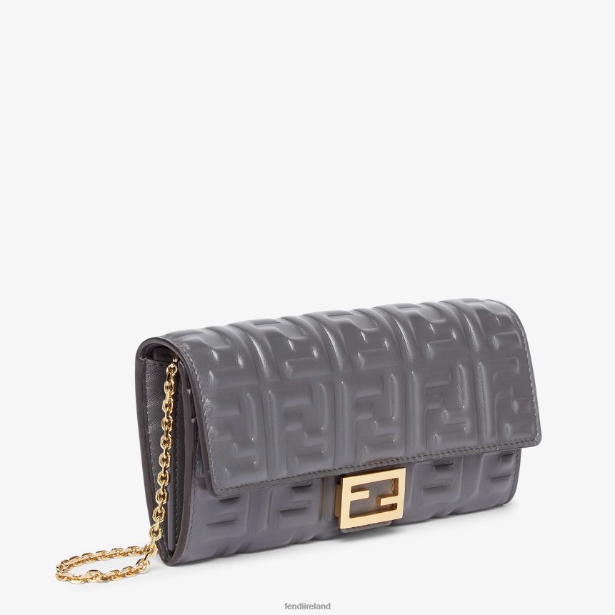 Fendi Women Baguette Continental With Chain Nappa Leather Wallet R06TFR1536 Accessories Gray