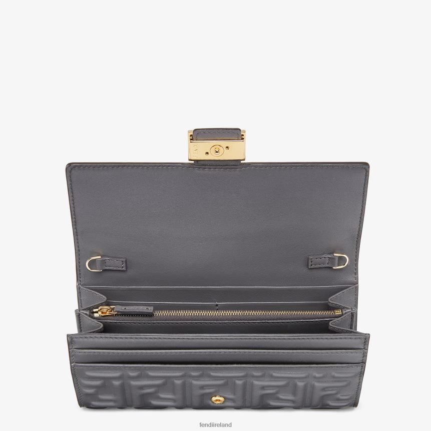 Fendi Women Baguette Continental With Chain Nappa Leather Wallet R06TFR1536 Accessories Gray