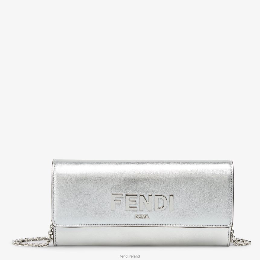 Fendi Women Continental With Chain Leather Wallet R06TFR1440 Accessories Silver