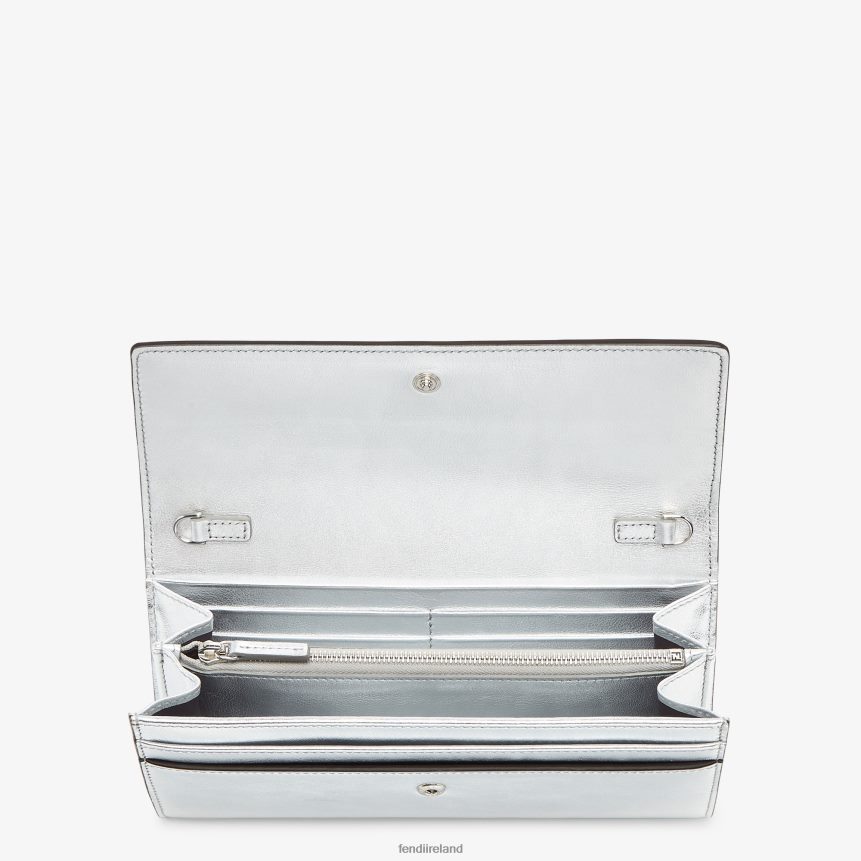 Fendi Women Continental With Chain Leather Wallet R06TFR1440 Accessories Silver